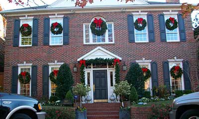 Home Decorated with Christmas Lights