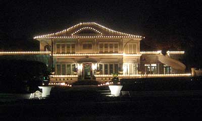 Home Decorated with Christmas Lights